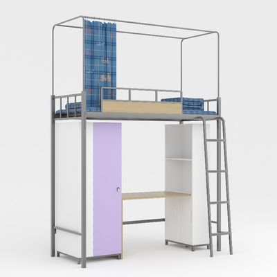 Sturdy practical bed with curtain frame on the bed under the table student apartment bed