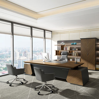 شراء مكتب رئيس فاخر عصري مكتب كبير من الخشب MDF اللون الداكن تصميم كلاسيكي لاستخدام المكتب دعم تخصيص online manufacture