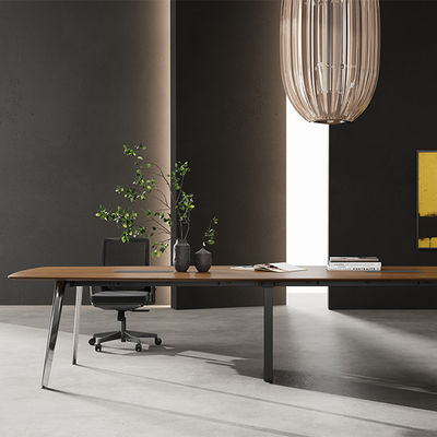 شراء دعم تخصيص التصميم الحديث طاولة مؤتمرات خشب داكن مع أرجل فولاذية مطاطية باردة أثاث مكتب لغرف الاجتماعات والمفاوضات online manufacture