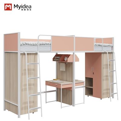 شراء السرير المزدوج من الصلب والخشب مع مكتب / مساحة تخزين مدمجة وتجميع مطلوبة لسكن الجامعة online manufacture
