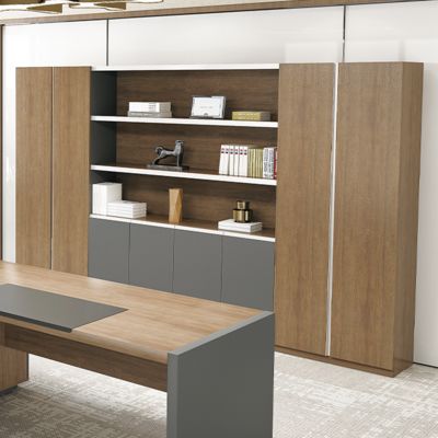 Large Office Back Cabinet With Aluminum Alloy Edging Design, Book Display, Independent Office Back Cabinet