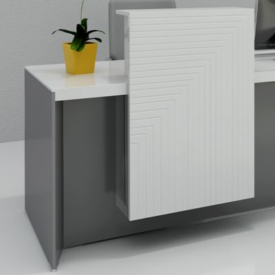 White Painted Glossy Front Desk, Fashionable Design, Light Luxury Front Desk, Commercial Hotel Lobby, Cashier And Reception Desk