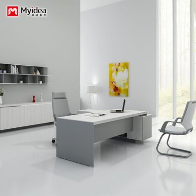 customization white baked paint big office desk，luxurious modern CEO office desk，creative and fashionable single supervisor desk