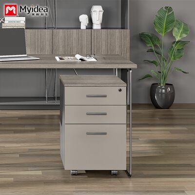 Low cabinet, office storage cabinet, melamine board, three drawer cabinet with wheels, key lock setting