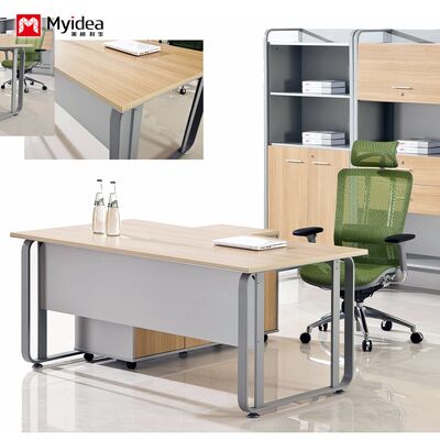 Small Boss Computer Desk Writing Desk Adjustable Height Steel Foot Manager Office Desk and Chair Combination
