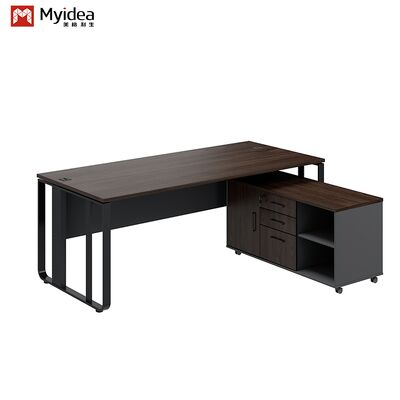 شراء مكتب مدير أعمال فاخر معاصر مع تصميم ذو ساقي فولاذية وخزانة فرعية لمبنى المكاتب online manufacture