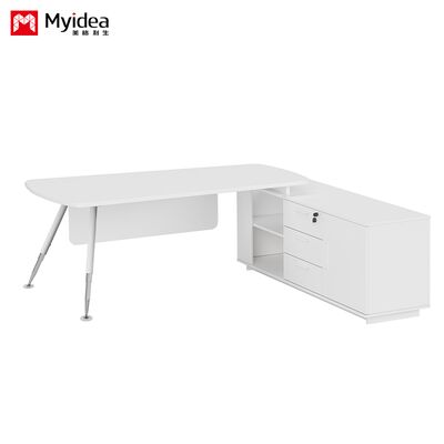 Adjustable and Retractable Main Desk with Octagonal Electroplating Feet, Matched with Storage Sub Cabinet