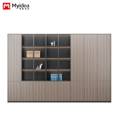 Glass Door Filing Cabinet, Office Back Cabinet with Light Strip Filing Cabinet