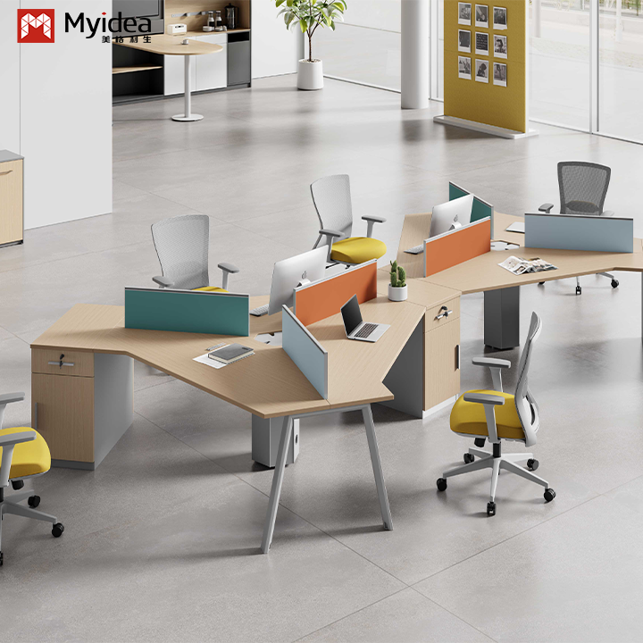 Foshan Furniture Source Factory Direct SupplyUnique Six-person Staff Table with Screen Factory Batch Direct Supply of Foshan Furniture